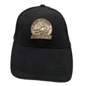 Hoyt Archery 75 Year Anniversary 75th Black Hat Strapback Cap Metal Badge